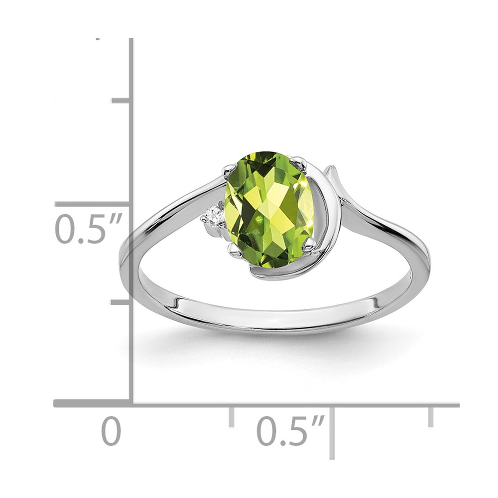14k White Gold 7x5mm Oval Peridot AA Diamond ring (Y2202PE/AA)