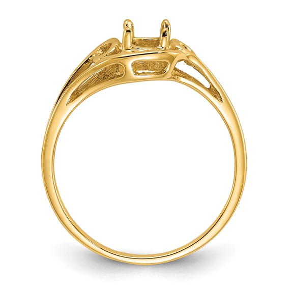 14k Polished Holds 6x4 Oval Gemstone Ring Mounting