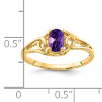 14K Yellow Gold 6x4mm Oval Amethyst Ring view 2