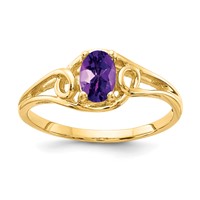 14K Yellow Gold 6x4mm Oval Amethyst Ring view 1