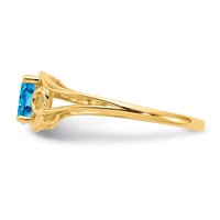 14K Yellow Gold 6x4mm Oval Blue Topaz Ring view 4