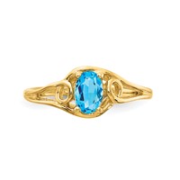 14K Yellow Gold 6x4mm Oval Blue Topaz Ring view 5