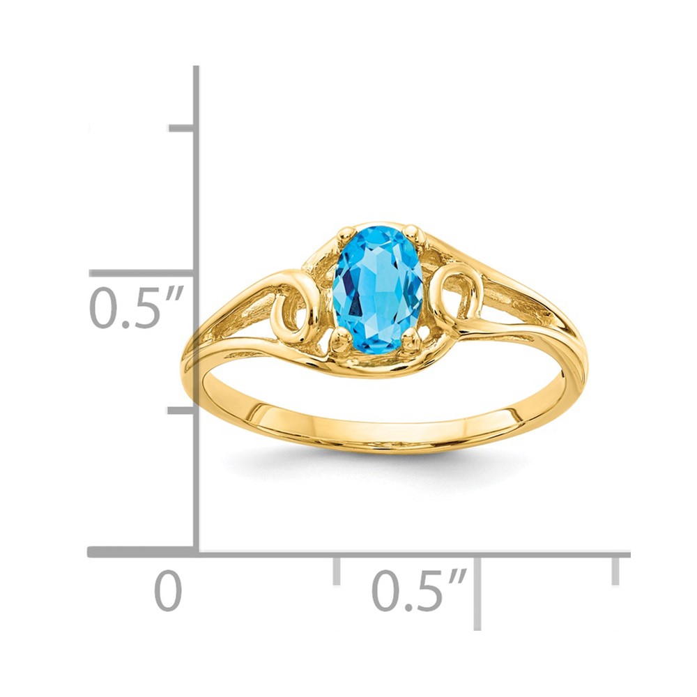 14k 6x4mm Oval Blue Topaz ring (Y2205BT)