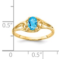 14K Yellow Gold 6x4mm Oval Blue Topaz Ring view 3
