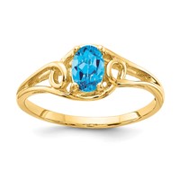 14K Yellow Gold 6x4mm Oval Blue Topaz Ring view 1