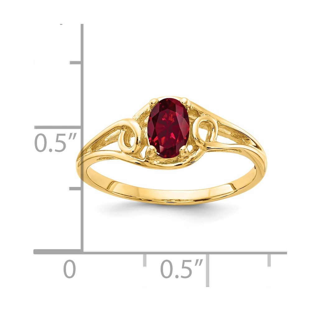 14k 6x4mm Oval Created Ruby ring (Y2205CR)