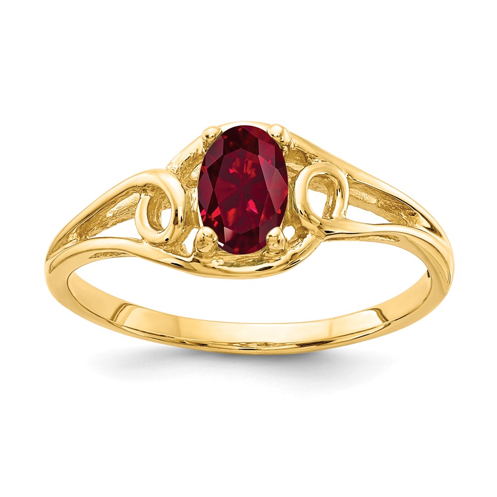 14K Yellow Gold 6x4mm Oval Lab-Created Ruby Ring