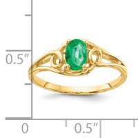 14K Yellow Gold 6x4mm Oval Emerald Ring view 2