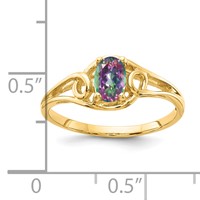 14K Yellow Gold 6x4mm Oval Mystic Fire Topaz Ring view 2