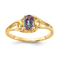 14K Yellow Gold 6x4mm Oval Mystic Fire Topaz Ring view 1