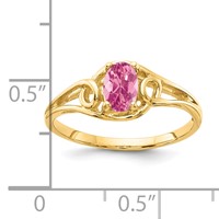 14K Yellow Gold 6x 4mm Oval Pink Tourmaline Ring view 2