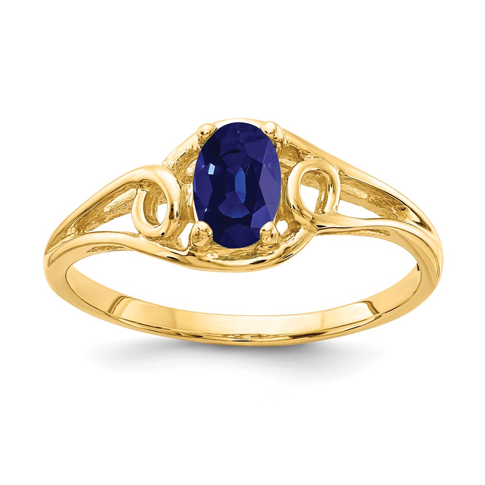 14K 6x4mm Oval Blue Sapphire Ring