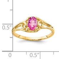 14K Yellow Gold 6x 4mm Oval Pink Sapphire Ring view 2