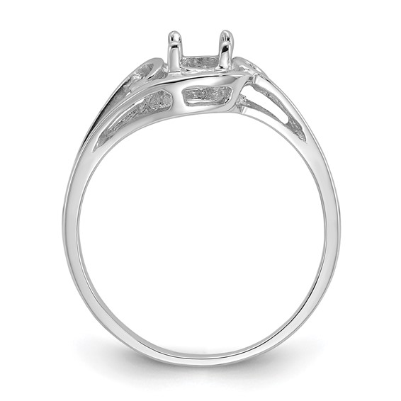 14k White Gold Polished Holds 6x4 Oval Gemstone Ring Mounting