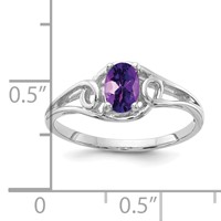 14K White Gold 6x4mm Oval Amethyst Ring view 2