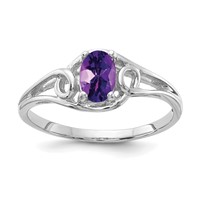 14K White Gold 6x4mm Oval Amethyst Ring view 1