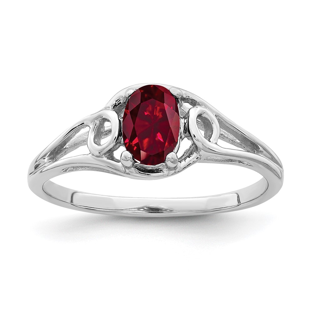 14K White Gold 6x 4mm Oval Lab-Created Ruby Ring