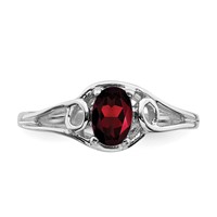 14K White Gold 6x4mm Oval Garnet Ring view 5
