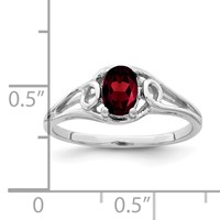 14K White Gold 6x4mm Oval Garnet Ring view 3