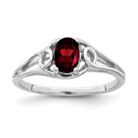 14K White Gold 6x4mm Oval Garnet Ring view 1