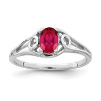 14K White Gold 7x 5mm Oval Ruby Ring view 1