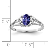 14K White Gold 7x5mm Oval Tanzanite Ring view 2