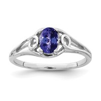 14K White Gold 7x5mm Oval Tanzanite Ring view 1