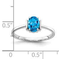 14K White Gold 7x 5mm Oval Blue Topaz Ring view 2