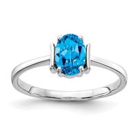 14K White Gold 7x 5mm Oval Blue Topaz Ring view 1