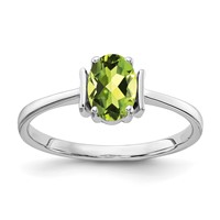 14K White Gold 7x5mm Oval Peridot Ring view 1