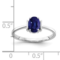 14K White Gold 7x 5mm Oval Blue Sapphire Ring view 2