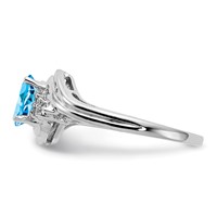 14K White Gold 7x 5mm Oval Blue Topaz and 0.07 Carat AA Diamond Ring view 4