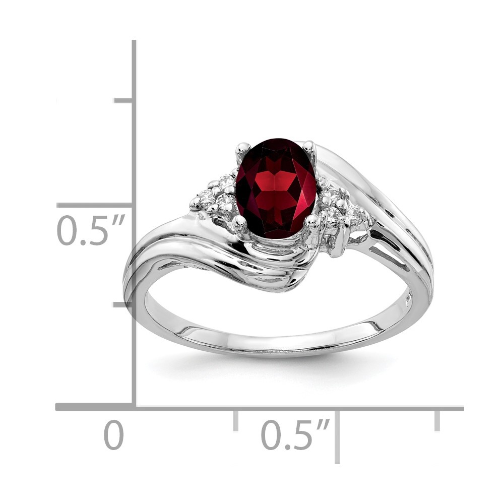 14k White Gold 7x5mm Oval Garnet AA Diamond ring (Y2222GA/AA)