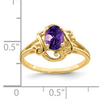 14K Yellow Gold 7x 5mm Oval Amethyst Ring view 2