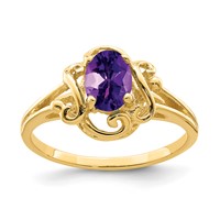 14K Yellow Gold 7x 5mm Oval Amethyst Ring view 1