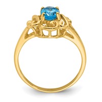 14K Yellow Gold 7x5mm Oval Blue Topaz Ring view 2