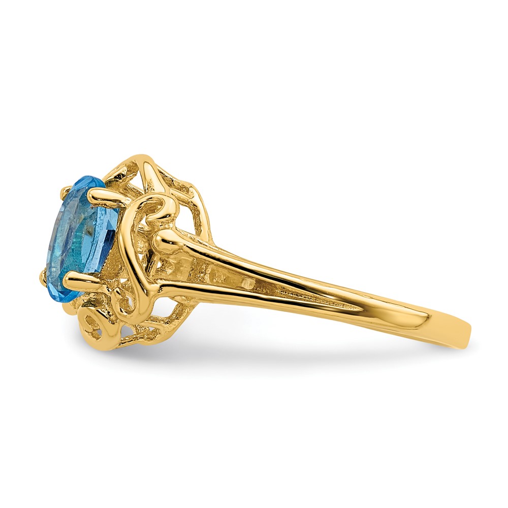 14k 7x5mm Oval Blue Topaz ring (Y2227BT)