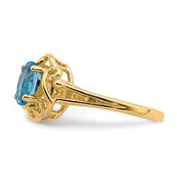 14K Yellow Gold 7x5mm Oval Blue Topaz Ring view 4
