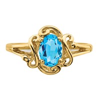 14K Yellow Gold 7x5mm Oval Blue Topaz Ring view 5