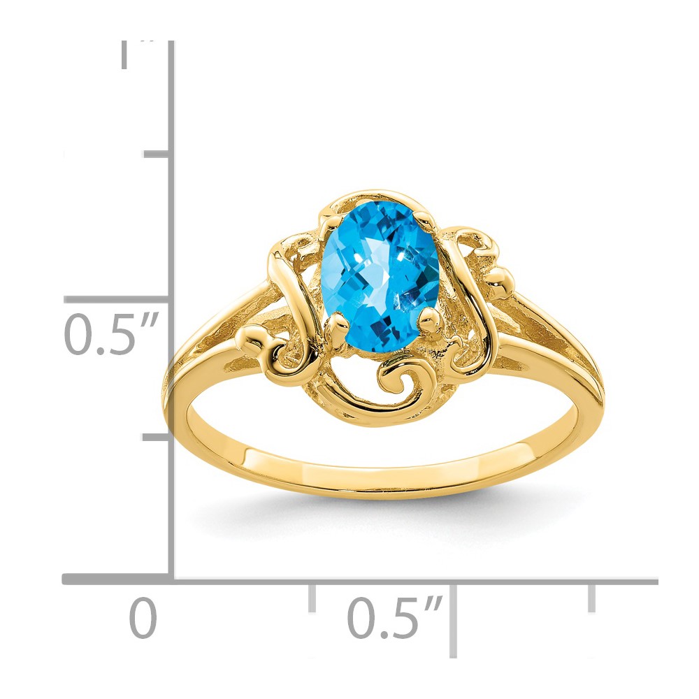 14k 7x5mm Oval Blue Topaz ring (Y2227BT)