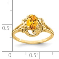 14K Yellow Gold 7x 5mm Oval Citrine Ring view 2