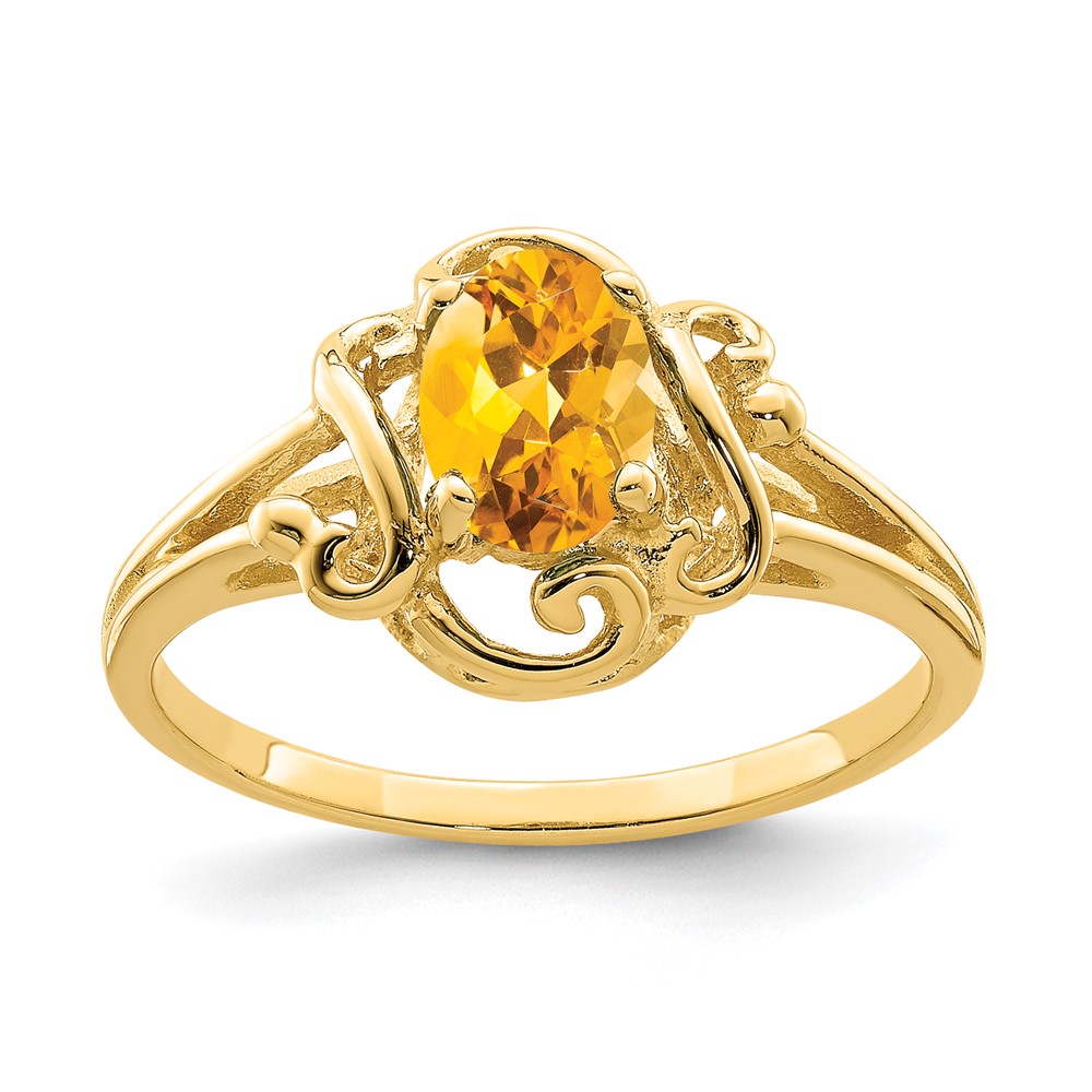 14K Yellow Gold 7x 5mm Oval Citrine Ring