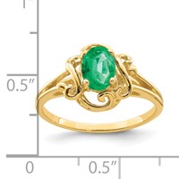 14K Yellow Gold 7x5mm Oval Emerald Ring view 2