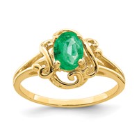 14K Yellow Gold 7x5mm Oval Emerald Ring view 1
