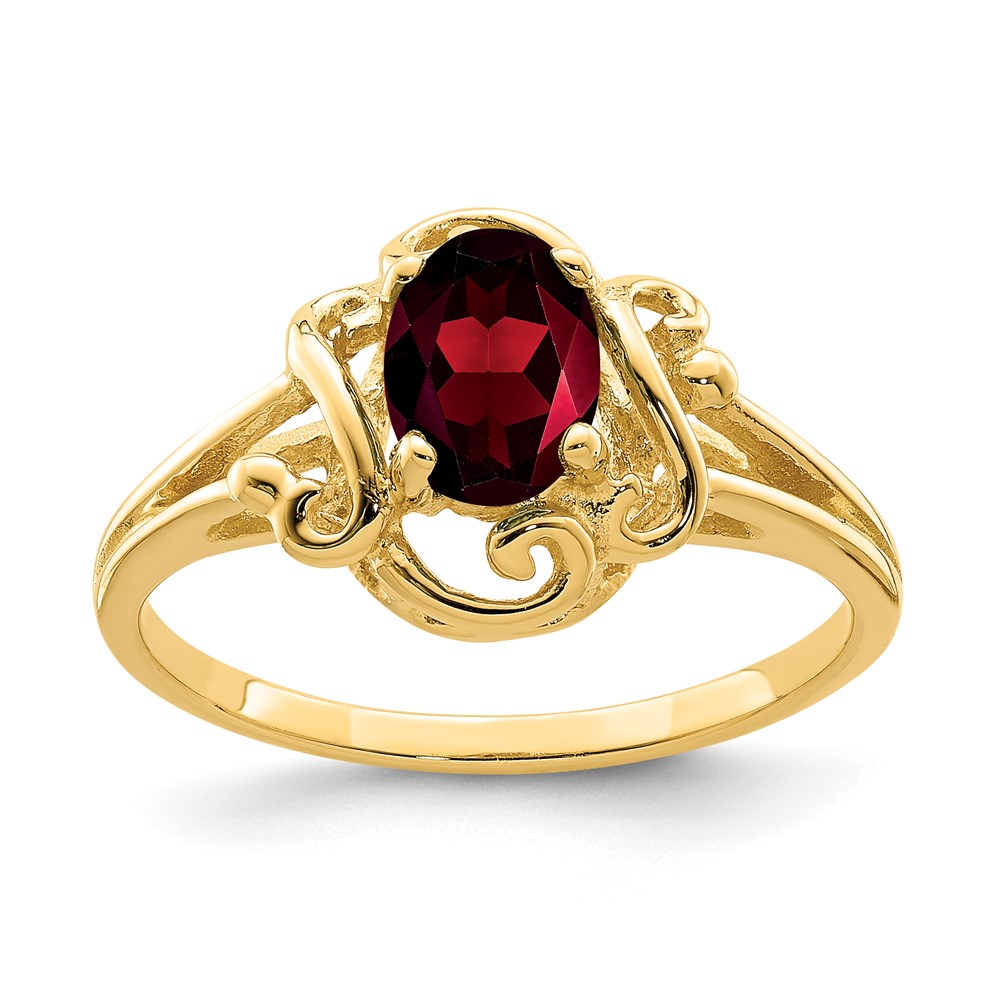 14K Yellow Gold 7x5mm Oval Garnet Ring
