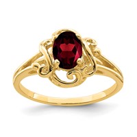 14K Yellow Gold 7x5mm Oval Garnet Ring view 1