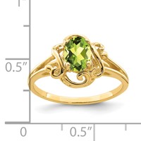 14K Yellow Gold 7x 5mm Oval Peridot Ring view 2