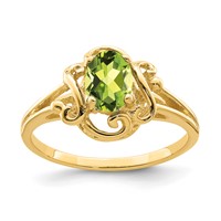14K Yellow Gold 7x 5mm Oval Peridot Ring view 1