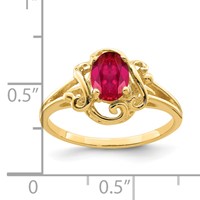 14K Yellow Gold 7x5mm Oval Ruby Ring view 2