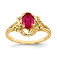 14K Yellow Gold 7x5mm Oval Ruby Ring view 1